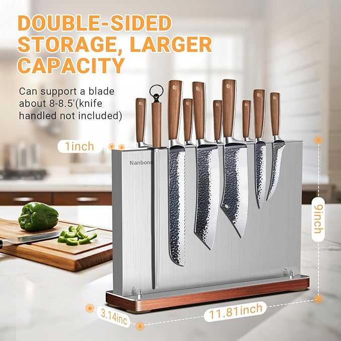 Metal Magnetic Knife Holder Magnets Kitchen Storage Universal Magnetic Knife Block Without Knives Stainless Steel Knife Magnetic Strip Stand Race Cutlery Display Stand Saves Counter Space