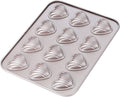 CHEFMADE Madeleine Mold Cake Pan, 12-Cavity Non-Stick Heart-shaped Shello Madeline Bakeware for Oven Baking (Champagne Gold)