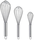 Whisks for Cooking, 3 Pack Stainless Steel Whisk for Blending, Whisking, Beating and Stirring, Enhanced Version Balloon Wire Whisk Set, 8"+10"+12"