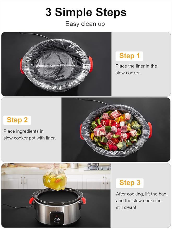 SMARTAKE Slow Cooker Liners, Small Size 13"x 15" Disposable Cooking Bags, Fit 1.5QT to 3QT for Slow Cooker, Cooking Trays, Suitable for Oval & Round Pots, 15 Liners