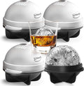 Bourbon Ice Cube Molds - Round Ice Cube Mold Set Of 4-2.5 Inch - Tight Sealing, Leak Proof Silicone Big Sphere Ice Ball Makers For Whiskey, Scotch