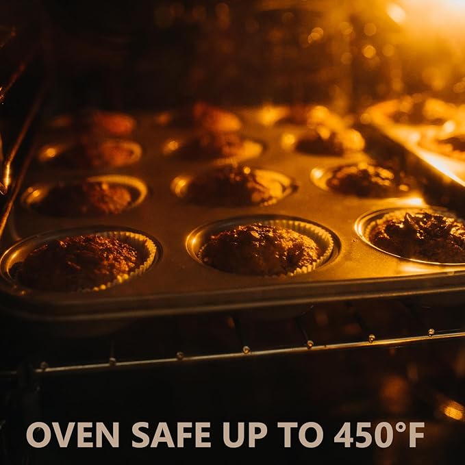 4 Pack Muffin Pan for Baking, Standard Cupcake Pan with 200 Natural Cupcake Liners, Muffin Tin Nonstick 12 Cup, Carbon Steel Muffin Cupcake Tary Baking Supplies