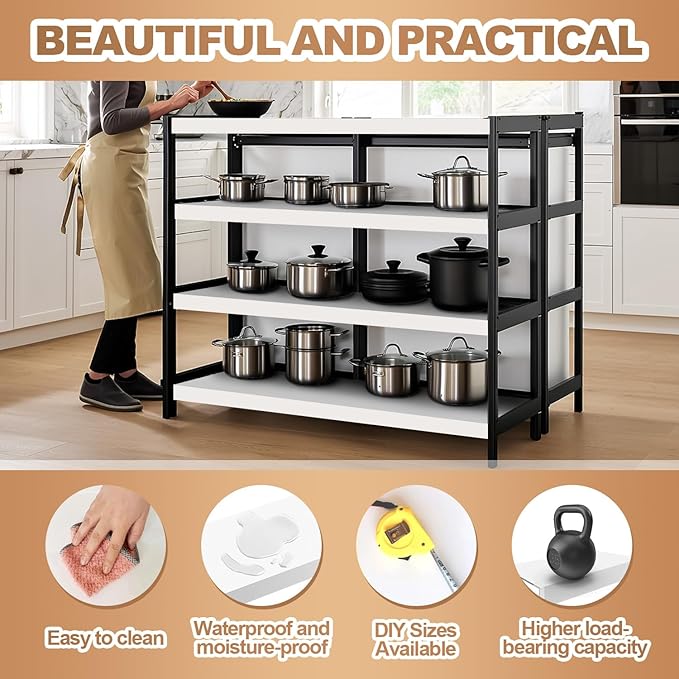 5 Pcs Wire Rack Covers 32x16x2.5 inch PVC Pantry Shelf Cover 0.31 inch Thick Removable Closet Wire Rack Shelf Covers,Decoration Kitchen Bathroom Office Shelving (Light Luxury White,32x16x2.5inch)