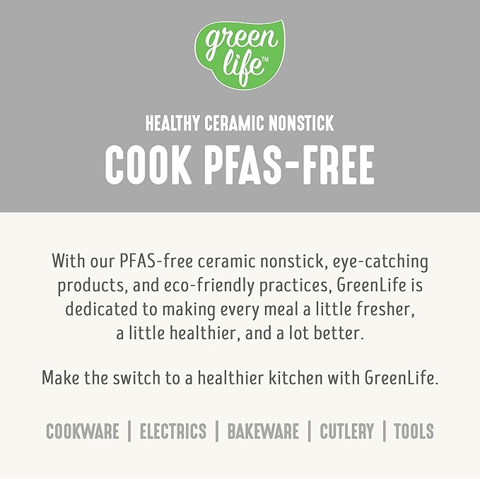 GreenLife 8QT Slow Cooker, Non-Toxic PFAS-Free Ceramic Nonstick Removable Interior Bowl, Programmable, Family Friendly, Keep Warm, Stovetop & Oven Safe, Dishwasher Safe Parts, Timer, Glass Lid, White
