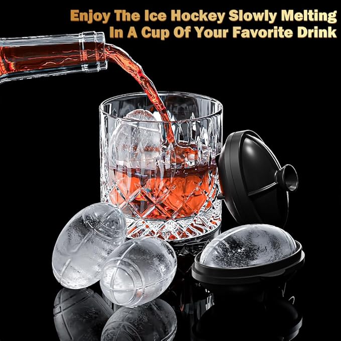 Silicone Football Ice Cube Mold 2.2 Inch Large Silicone Fun Shapes Novelty Football Gifts Craft Round Sphere Ice Ball Molds for Cocktails, Bourbon, Brandy, Whiskey Gifts for Men Women (1, Football)