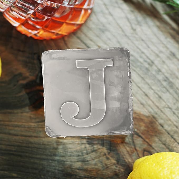 Letter J Monogram Ice Cube Mold Custom Ice Cube Mold 2 Inch Big Initials Silicone Ice Cube Tray Gifts for DAD Gifts for Him