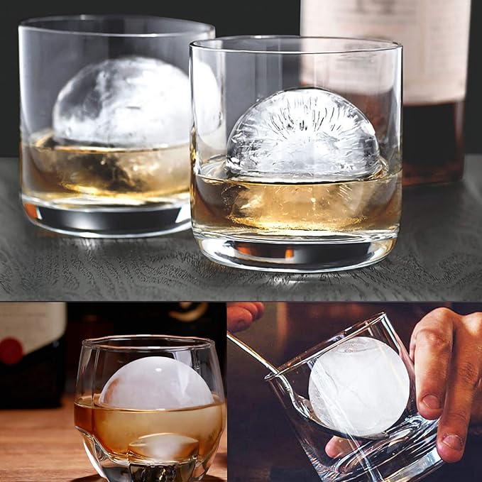 Sphere Ice Molds - 6 Pack - Silicone Ice Ball Molds with Built-in Funnel - Round Ice Cube Molds - Make 2.5 Inch Big Ice Sphere for Whiskey & Cocktails,Food Grade and BPA Free, Black