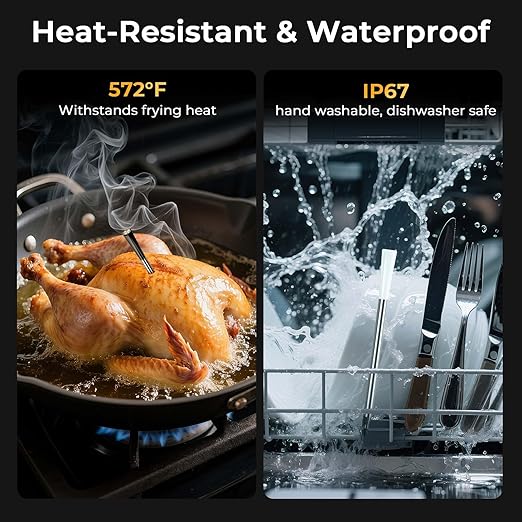 BlueSwan Wireless Smart Digital Bluetooth Meat Thermometer 820 ft Range with 2 Color Probes for Cooking, Grill, Smoker, Oven, 48Hr Battery, Magnetic Design for BBQ Accessories Stocking Stuffers