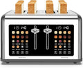 4 Slice Toaster Touch Screen, Stainless Steel Toasters Digital Timer, Dual Control Panel Toasters, 8 Shade Settings 6 Bread Types for Bagel, Cancel, Defrost 1650W Grey