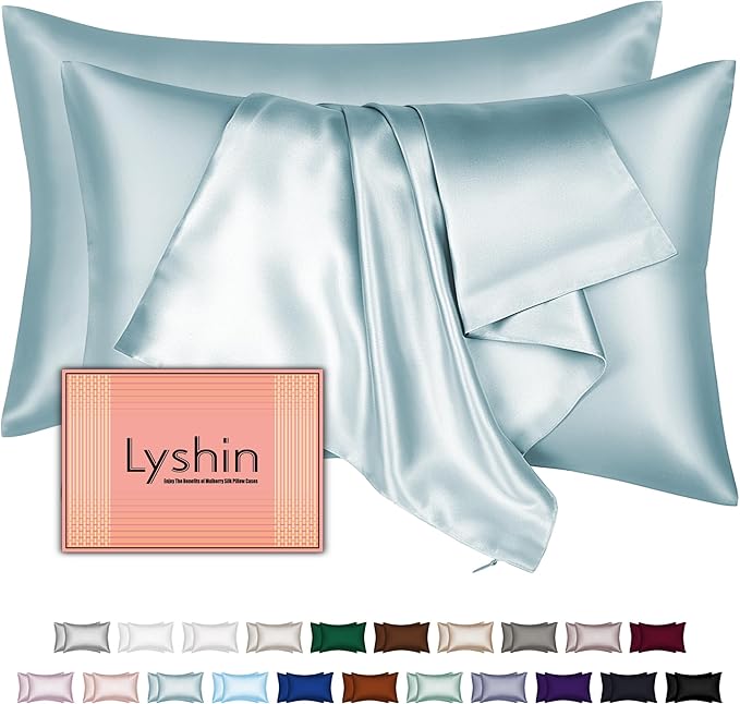 Mulberry Silk Pillow Cases 2 Pack King Size 20x36 Inches with Hidden Zipper, Ultra Smooth and Soft Breathable Cooling Silk Satin Pillowcase Set of 2, Better for Hair and Skin, Gifts for Women Men