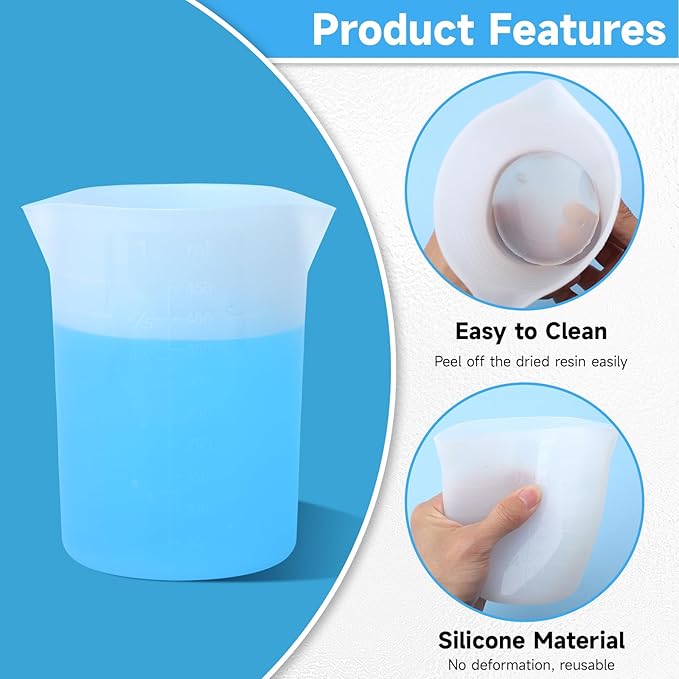 Gartful 450ml Large Silicone Measuring Cups, 15OZ Reusable Squeeze and Pour Resin Cups for Epoxy, Casting Molds, Slime, Craft Art Projects, Cup Making, Waxing, 2 Packs