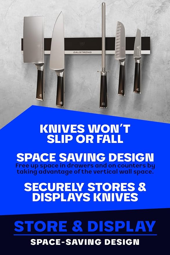 Dalstrong Magnetic Knife Holder Wall - Scratch-Resistant Silicone - Stainless Steel Details - Matte Black - Knife Magnetic Strip - 18" x 2" - Powerful Magnet Kitchen Bar - Easy Mount - Safe Display
