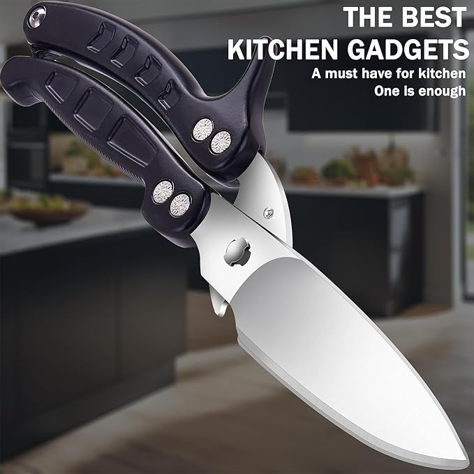 Kitchen Shears Heavy Duty Poultry Shears Meat Cutting Dishwasher Safe and Stainless Food Kitchen Scissors for Chicken Turkey Thanksgiving,Black