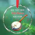 Personalized Text & Name Musical Instrument Glass Ornament, Banjo Christmas Ornament Gifts for Instrumentalist, Custom Banjo Players Keepsake Xmas Tree Decor, Banjoist Glass Ornaments Christmas 2025