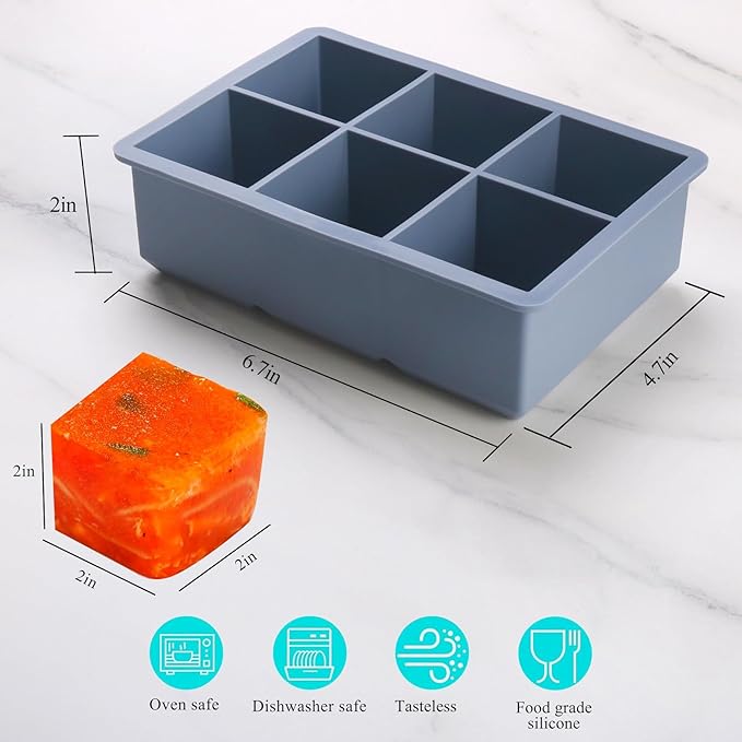 1/2 Cup Silicone Freezer Tray With Lid,Silicone Freezer Molds 3-Pack For meal prep & freezing of various sauces and other dishes, makes 18 perfect 1/2 cup portions cubes (Multicolor 3 Pack)