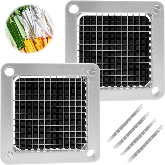 2 PCS Replacement Chopper 1/4" Blade, Commercial Vegetable Chopper Dicer, French Fry Cutter Stainless Steel Blade for Fruit Cutting Machine Tomato Onion Pusher Block
