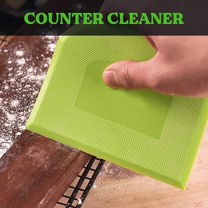 SURDOCA Dough Scraper Bench Scraper - 3P 8.3x5.5" Plastic Flexible Bowl Scraper, Sharp Edge & Angles Cake Scraper. Non-Slip Bakeware Decorating Tools Sculpting & Modeling Tools - Green+Blue+Green