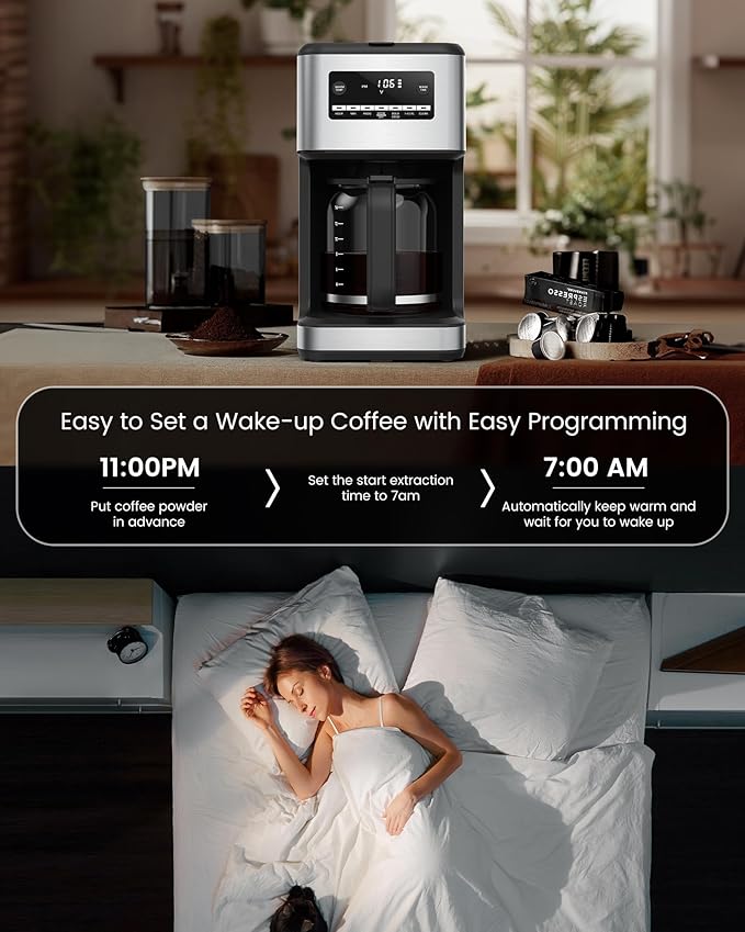 COWSAR 14-Cup Coffee Maker, 24-Hour Programmable Coffee Brewer, Keep Warm, Drip Free, Washable Filter, Stainless Steel, Silver - Commercial Performance