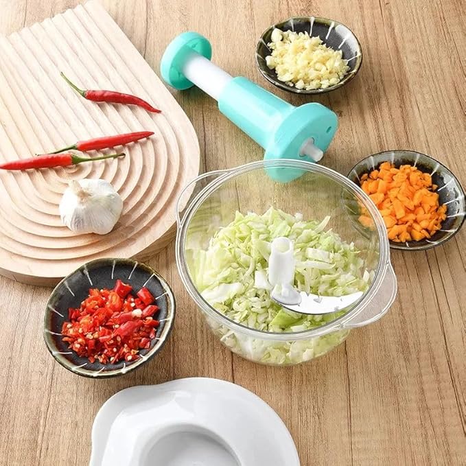 Manual vegetable Cutter Chopper, food processor Large 1.5L Bowl Effortless Meat Mincer Fruits and Herbs Chopper Garlic Onion Hand Press Manual Food Chopper (Pink)