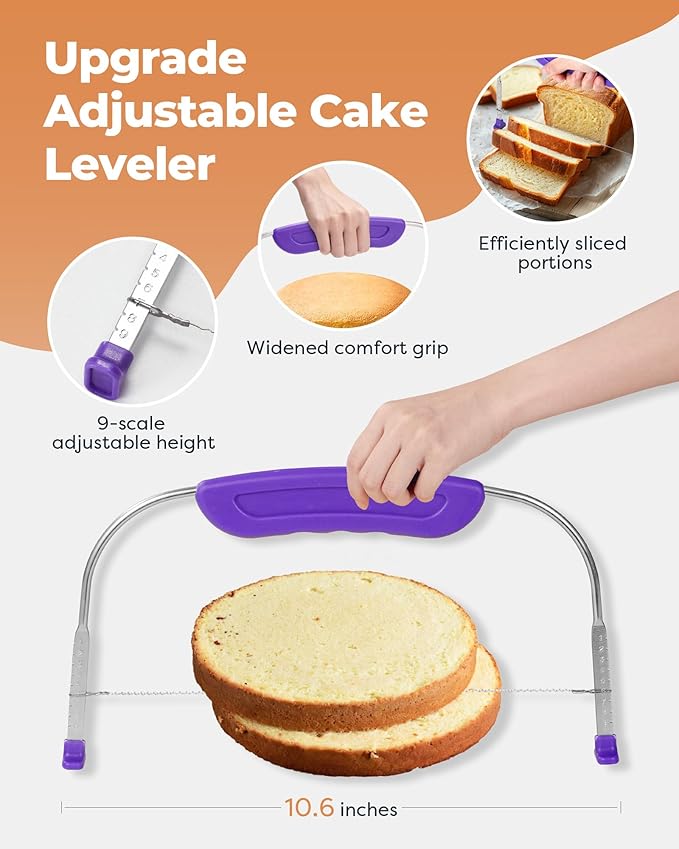 Kootek 253 Pcs Cake Decorating Kit, 12" Aluminum Alloy Cake Turntable, 48 Numbered Icing Tips, 3 Russian Piping Nozzles, Offset and Straight Spatulas, Cake Leveler, Pastry Bags Baking Supplies