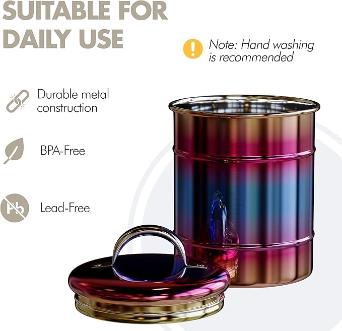 Amici Home Rainbow Metal Storage Canister | Dry Food Storage Container | Airtight Lid | 38 Ounce Capacity | Modern Home Décor | Decorative Metal Canister for Kitchen Countertop