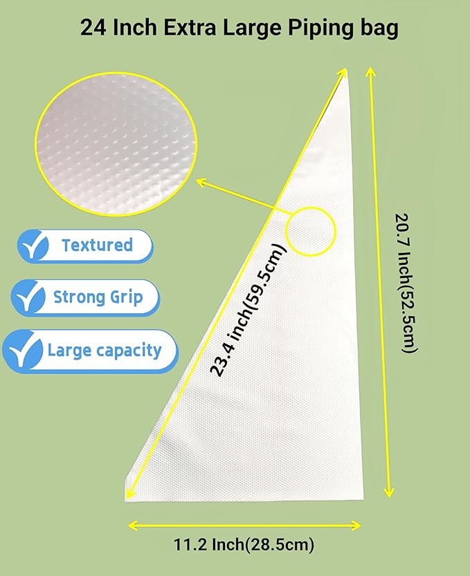 24 Inch Extra Large Piping Bags 200 Pack - Disposable Pastry Bags - Thick Anti-Burst Pastry Icing Frosting Piping Bags For Decorating Cupcakes Cakes Cookies (Large 24 Inch-200 Pack)