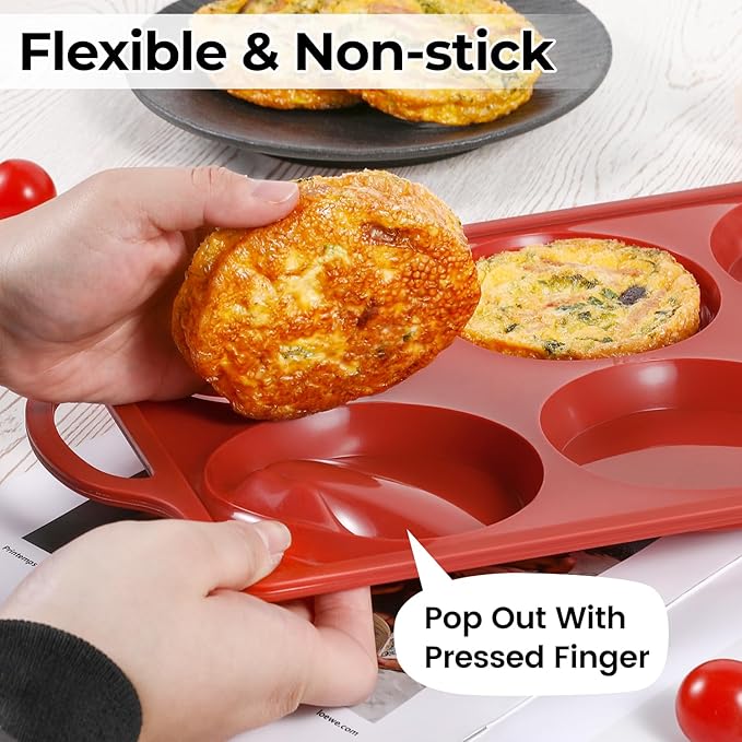 CAKETIME Muffin Top Pan Non Stick,4 Inch Metal Frame Round Egg Baking Pan for Oven English Muffins, Whoopie Pies, Corn Bread, Egg Bites, Breakfast Sandwiches Tarts Brown