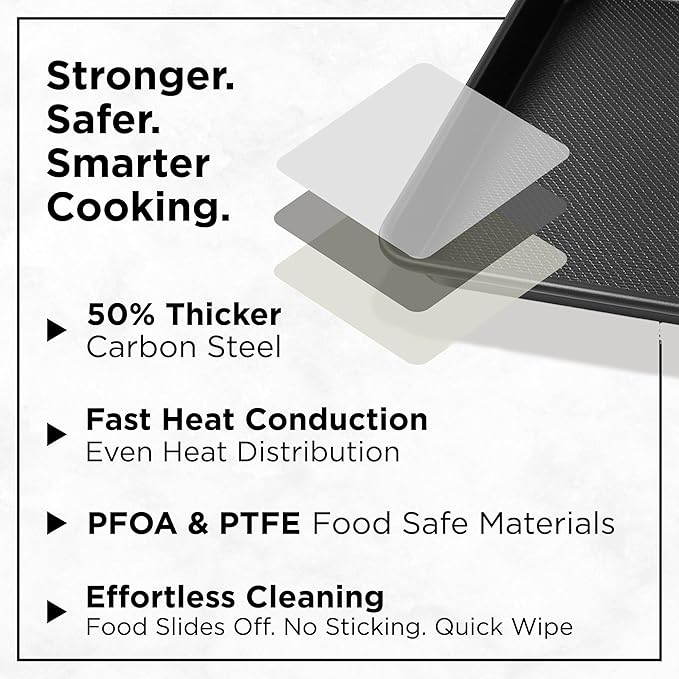Wrenbury Quarter Sheet Pan - Carbon Steel DuraQuartz Non-Stick ¼ Baking Tray - Non Toxic Small Cookie Pan for Traybake - 13” x 11”