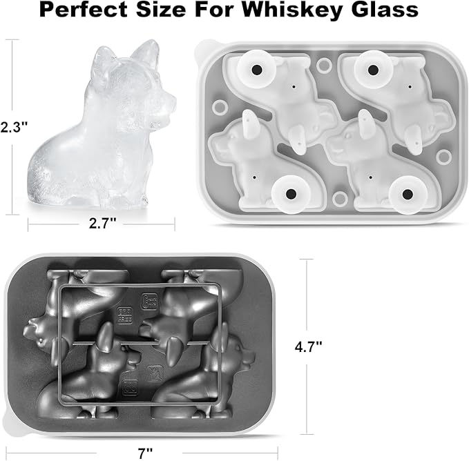 Nax Caki Corgi Dog gifts 3D Ice Cube Mold Fun Shapes, Large Craft Ice Mold, Big Dog Ice Cube Trays for Whiskey Cocktails Bourbon