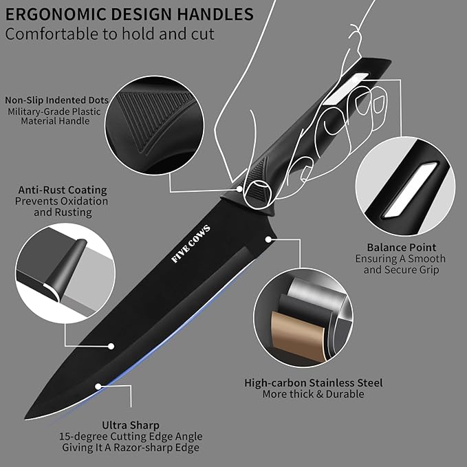 Knife Set,12-Piece Premium Kitchen Knife Set with Universal Knives Block,Anti-Rust Non-Stick High-Carbon Stainless Steel Extra-Sharp Chef Knives for Kitchen,Dishwasher Safe,Non-slip Ergonomic Handle