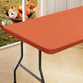 homing Rectangle Table Cloth Cover, Waterproof Polyester Elastic Fitted Tablecloth, Fits for 8 Foot Folding Tables, Washable Table Protector for Fall, Thanksgiving, Harvest Party (Rust, 30" x 96")