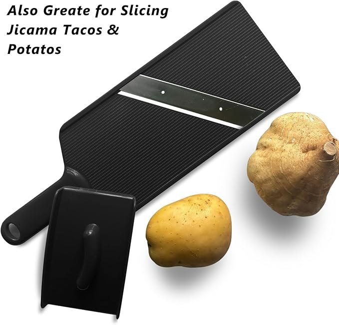 Fixed Thickness Vegetable Slicer – Ultra-Thin Cabbage Shredder for Salads, Jicama Tacos, Onion, Potato Chips – Fine Fluffy Cuts Mandoline Kitchen Tool