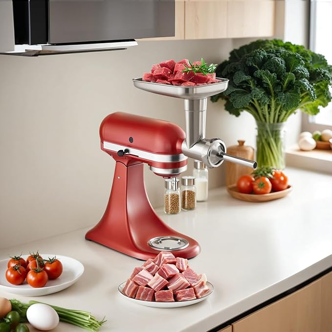 Stainless Steel Meat Grinder Attachments for KitchenAid, Sausage Stuffer, Compatible with KitchenAid Stand Mixer of All Models, Dishwasher Safe