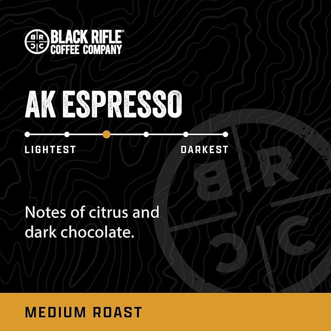 Black Rifle Coffee Company AK Espresso, 12 Count, Medium Roast K Cups - Single Serve K Cups Coffee Pods - Kcup Pods Compatible with Keurig 1.0 & 2.0 - Made from Arabica Beans