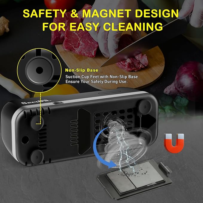 Secura 3-Stage Electric Knife Sharpener with 100% Diamond Abrasives and Precision Angle Guides, Professional Sharpening Tool for Kitchen Straight Edge, Serrated Knives and Ceramic Knife, Black