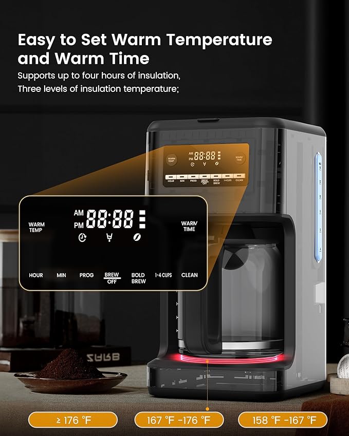 COWSAR 14-Cup Coffee Maker, 24-Hour Programmable Coffee Brewer, Keep Warm, Drip Free, Washable Filter, Stainless Steel, Silver - Commercial Performance