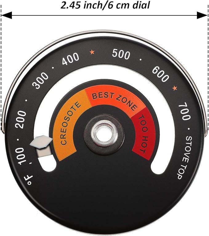 Frienda Wood Stove Thermometer Magnetic, Oven Temperature Meter Stove for Avoiding Chimney Pipe Damaged by Overheat (4 Pieces)