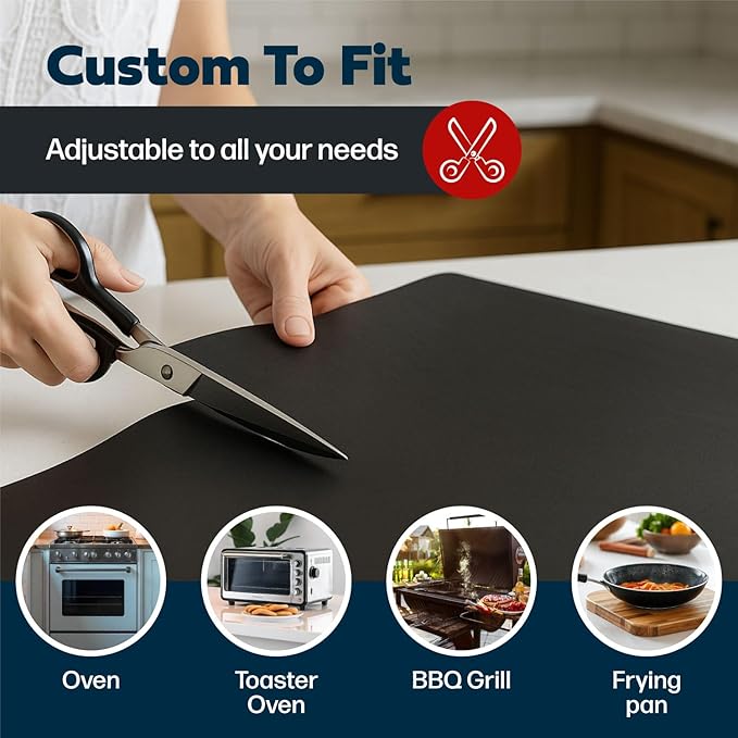 Cooks Innovations MADE IN USA Non-Stick Oven Protector Mat - 2 Heavy Duty Nonstick Oven Rack Liners to Protect Convection, Electric, Gas, & Microwave Ovens - BPA & PFOA Free Heat Resistant Baking Mat