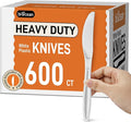 600Pack Disposable Plastic Knives Bulk White Heavy Duty Silverware - Value Pack Cutlery Set For Parties, Restaurant (600KNIVES)