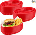 40 Pack 9x5.7x1.6 Inch Plastic Fast Food Baskets, Restaurant Serving Baskets, Red Oval Fast Food Serving Basket for Picnic, Deli Serving, Chicken, Burgers and Fries