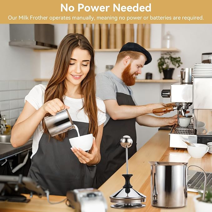 Milk Frother, Manual Frother 27oz/800ml Milk Frothing Pitchers Stainless Steel Coffee Milk Foamer Milk Creamer Frother Latte Cappuccino Foam Pitcher Manual Milk Creamer With Handle