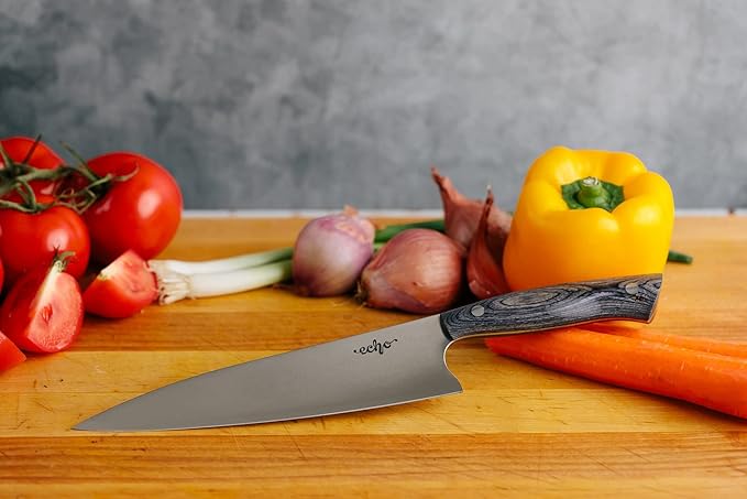 Middleton Made Knives Echo 8 Inch Chef Knife - Handmade Professional Chef Knife - Chefs Knife Made with AEB-L Stainless Steel - USA Made Knife - Great Chef Gifts - Charcoal