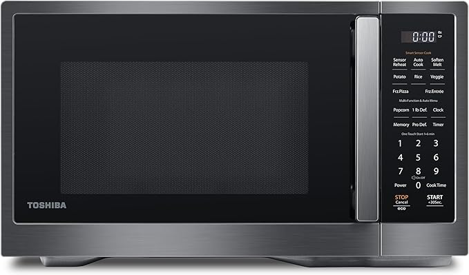 TOSHIBA ML4-EM12PA(BS) Countertop Microwave Oven with Smart Sensor, One-Touch Cooking, and 13 Auto Menus, 1000 Watts, 1.2 Cu.Ft. with 12.4-Inch Turntable, Black Stainless Steel