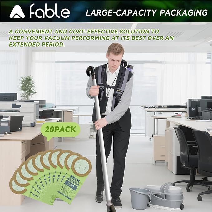 20 Pack 100331 Backpack Vacuum Bags Fit for ProTeam 10 QT Backpack Vacuum Cleaner，Replace #100331 Open Cirular Collar