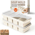 Silicone Freezer Tray with Lid Soup Freezer Container Molds with Steel Reinforced Rim Large Ice Cube Tray Makes 8 Perfect 1 Cup Portions Cubes Storage Food Soups & Meal Prep Oven & Dishwasher Safe