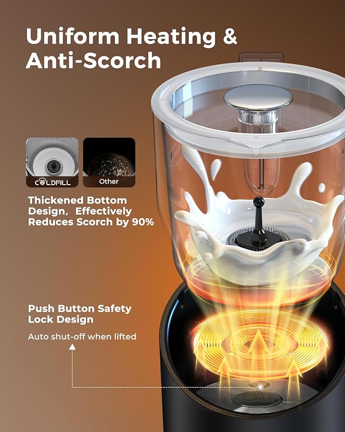 Milk Frother and Steamer, COLDFILL 8-in-1 Electric Frother for Coffee, 400ml Large Capacity Detachable Milk Steamer, Automatic Warm and Cold Foam Maker, Quiet, Dishwasher Safe, Easy to Clean