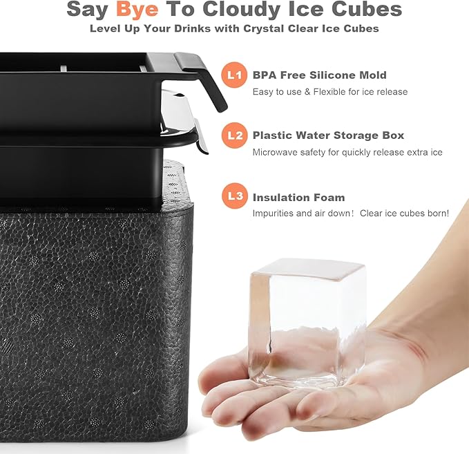 Clear Square Ice Cube Maker Mold for Whiskey Bourbon, Fishing Gifts for Men, Stocking Stuffers for Men