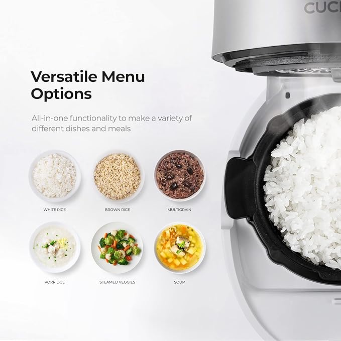 CUCKOO Twin Pressure Rice Cooker 3-Cup Uncooked / 6-Cup Cooked with Induction Heating Technology, 15 Menu Modes with Voice Guide, Small Rice Maker Multi-Cooker & Pressure Cooker (CRP-MHTR0309FW)