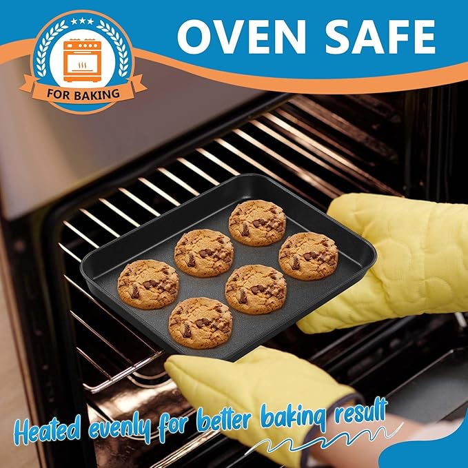 P&P CHEF 9 Inch Baking Cookie Sheet Pan, Carbon Steel Oven Tray, Non Stick Bakeware for Cooking Baking Bread Meat Vegetables, Sturdy & Healthy, Easy Clean, 1Pc