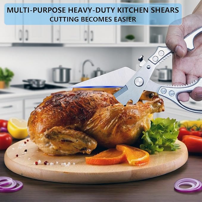 Poultry Shears Heavy Duty kitchen Scissors,Kitchen Shears For Food,Vegetable Peelers For Kitchen,Meat Scissors With Anti Slip Handle And Safety Lock,For Cutting Chicken,Fish,Vegetable